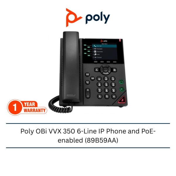 Poly OBi VVX 350 6-Line IP Phone and PoE-enabled (89B59AA)