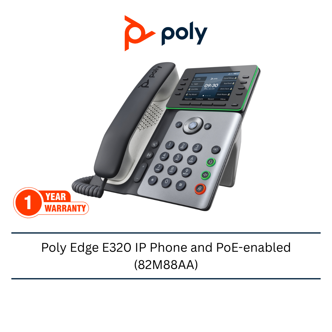 Poly Edge E320 IP Phone and PoE-enabled (82M88AA) – Poly Malaysia