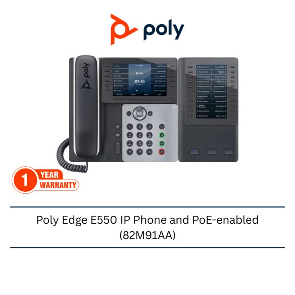 1 Poly Edge E550 IP Phone and PoE-enabled (82M91AA)