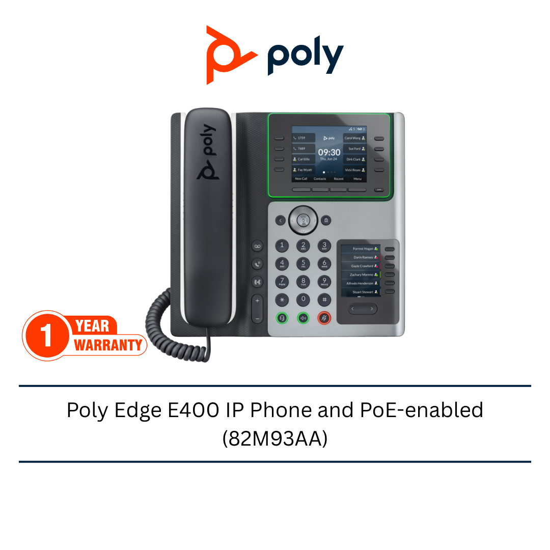 Poly Edge E400 IP Phone and PoE-enabled (82M93AA) – Poly Malaysia