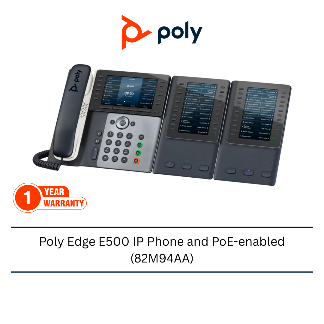 Poly Edge E500 IP Phone and PoE-enabled (82M94AA) – Poly Malaysia