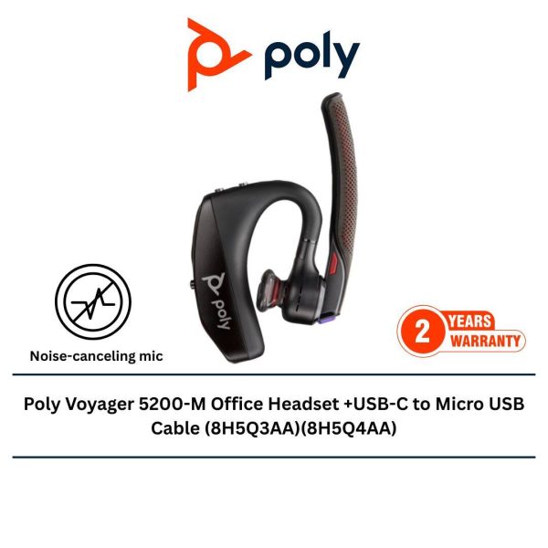 Poly Voyager 5200-M Office Headset +USB-C to Micro USB Cable (8H5Q3AA) (8H5Q4AA) (8R710AA) (8R711AA)