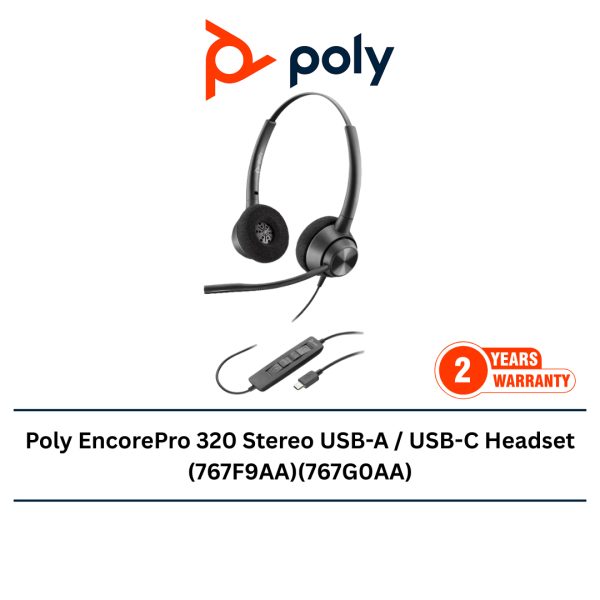 Poly EncorePro 320 Stereo USB-A / USB-C Headset (767F9AA)(767G0AA)