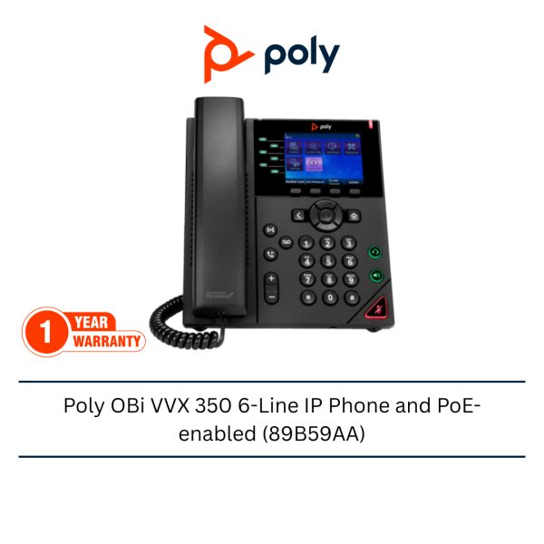 Poly OBi VVX 350 6-Line IP Phone and PoE-enabled (89B59AA)
