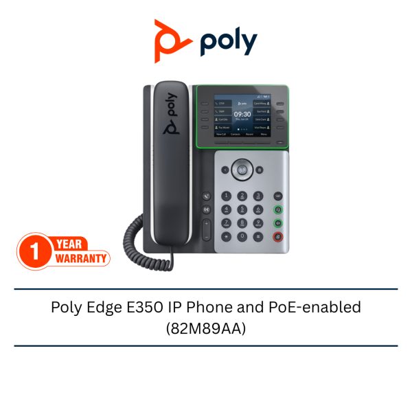 2 Poly Edge E350 IP Phone and PoE-enabled (82M89AA)
