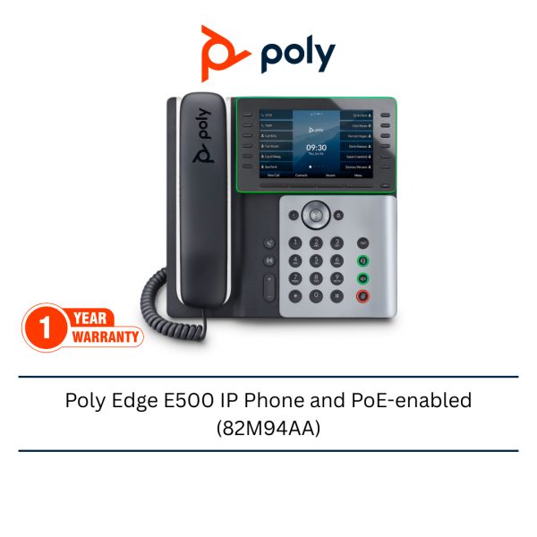 Poly Edge E500 IP Phone and PoE-enabled (82M94AA)
