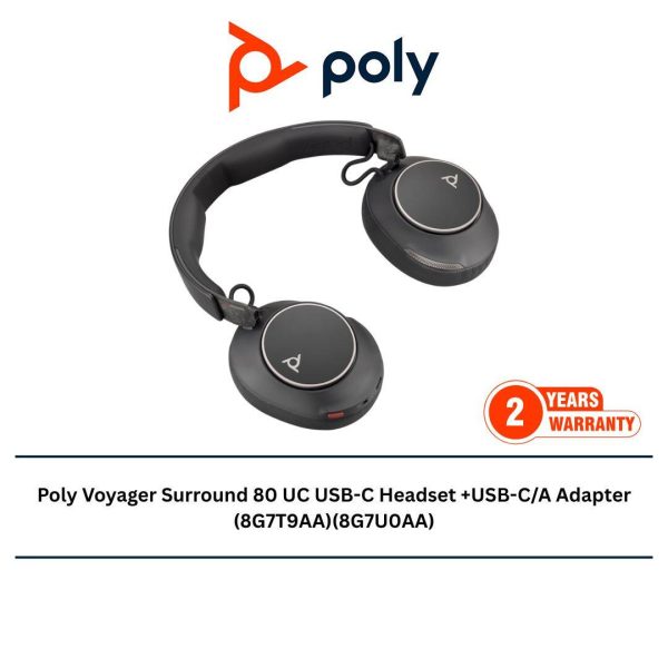 Poly Voyager Surround 80 UC USB-C Headset +USB-C/A Adapter (8G7T9AA)(8G7U0AA)