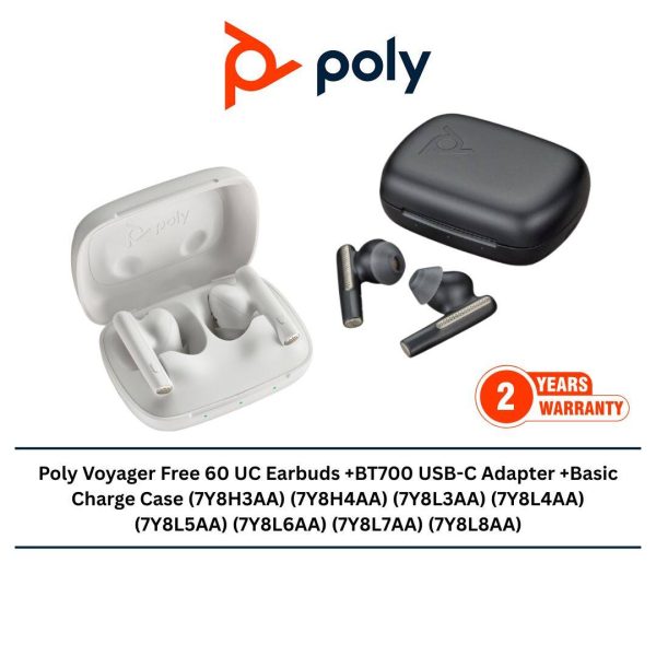 Poly Voyager Free 60 UC Earbuds +BT700 USB-C Adapter +Basic Charge Case (7Y8H3AA) (7Y8H4AA) (7Y8L3AA) (7Y8L4AA) (7Y8L5AA) (7Y8L6AA) (7Y8L7AA) (7Y8L8AA)