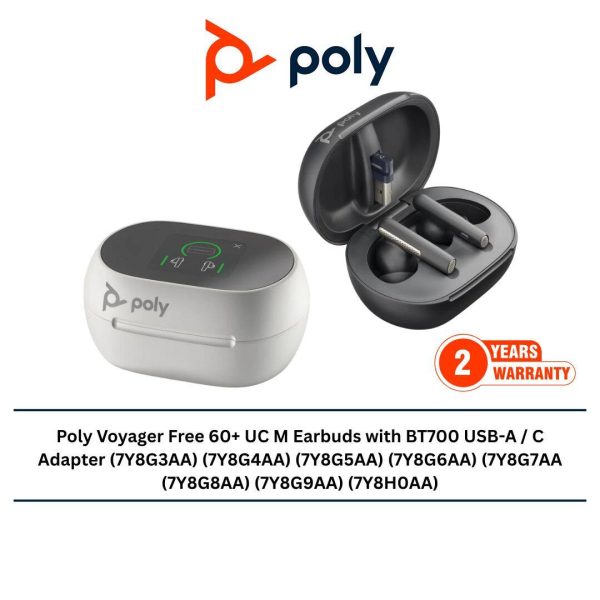 Poly Voyager Free 60+ UC M Earbuds with BT700 USB-A / C Adapter (7Y8G3AA) (7Y8G4AA) (7Y8G5AA) (7Y8G6AA) (7Y8G7AA) (7Y8G8AA) (7Y8G9AA) (7Y8H0AA)