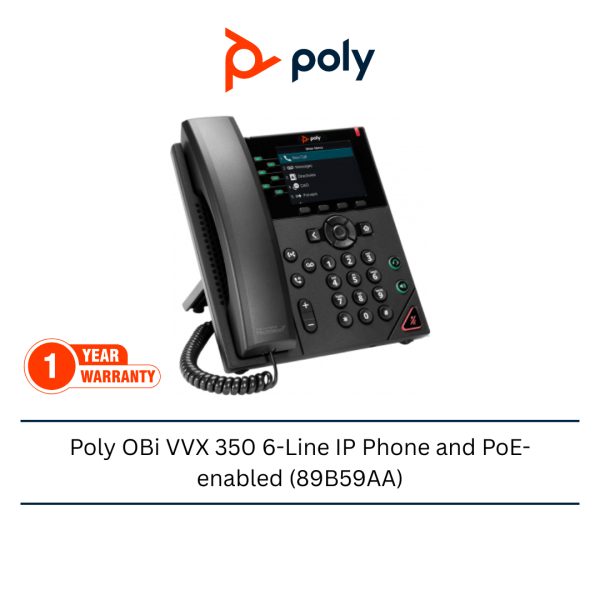 Poly OBi VVX 350 6-Line IP Phone and PoE-enabled (89B59AA)