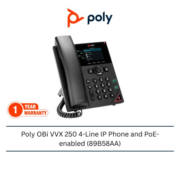 Poly OBi VVX 250 4-Line IP Phone and PoE-enabled (89B58AA)