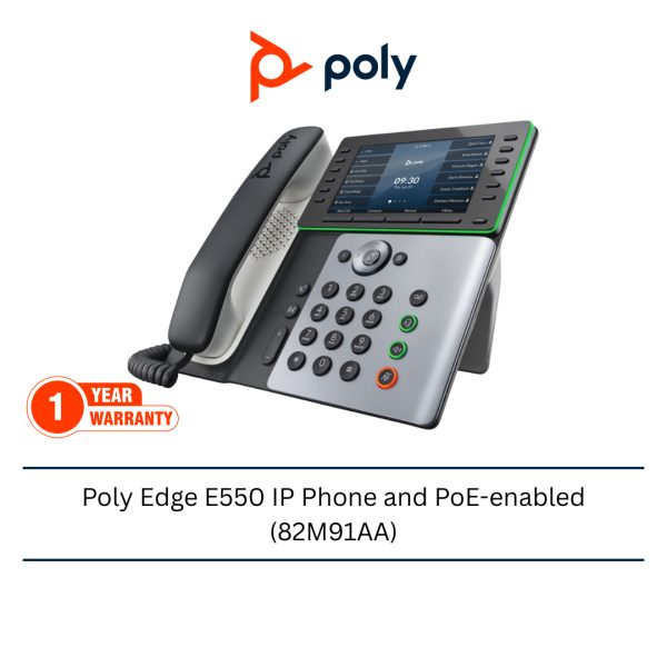 5 Poly Edge E550 IP Phone and PoE-enabled (82M91AA)
