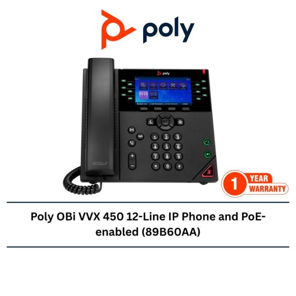 Poly OBi VVX 450 12-Line IP Phone and PoE-enabled (89B60AA)