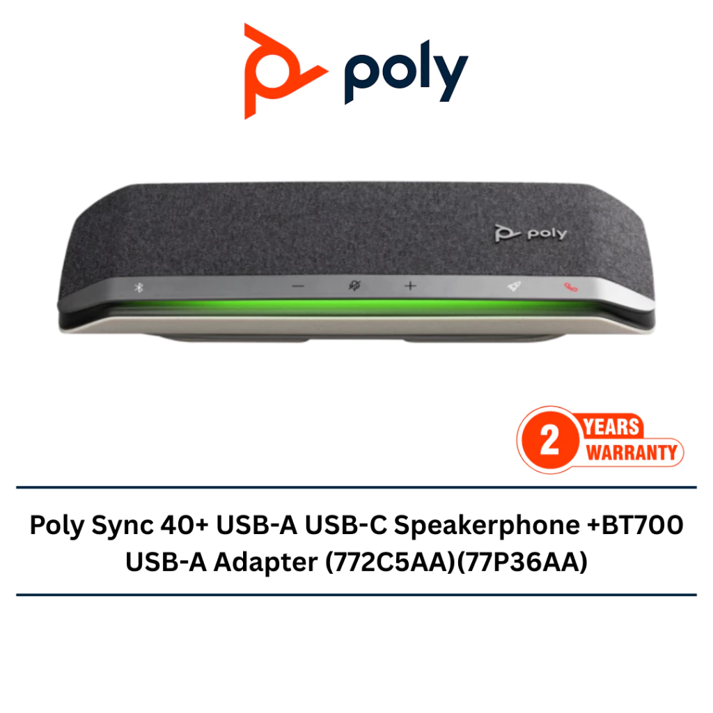 Poly Sync 40+ USB-A USB-C Speakerphone +BT700 USB-A Adapter (772C5AA ...